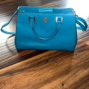Tory Burch Aqua Blue Leather Large
Robinson Double Zip Tote